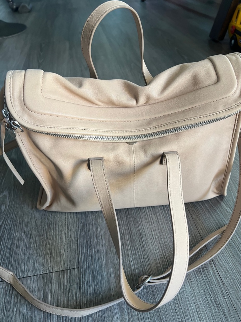 Lucky Brand Nude Blush Leather Crossbody with Silver Accents